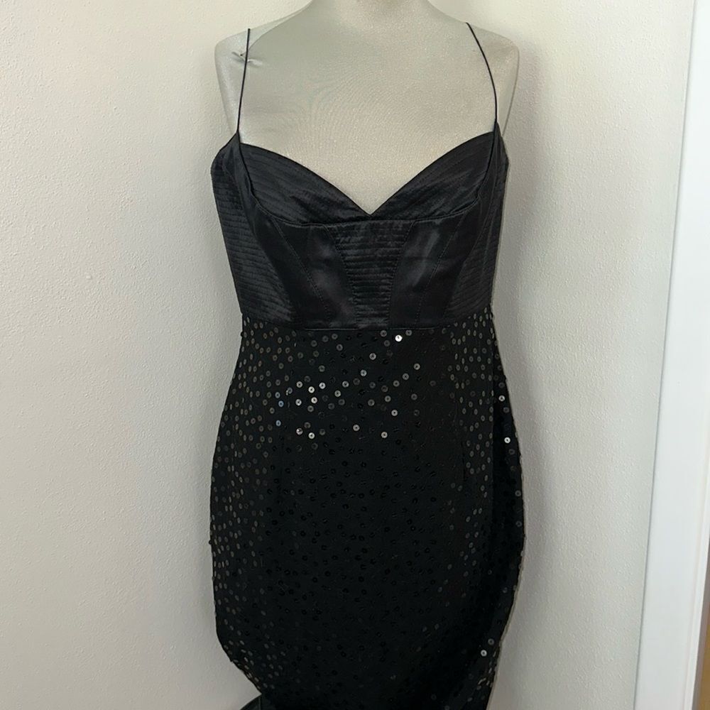 Escada black sequin spaghetti strap cocktail dress 40 US 10